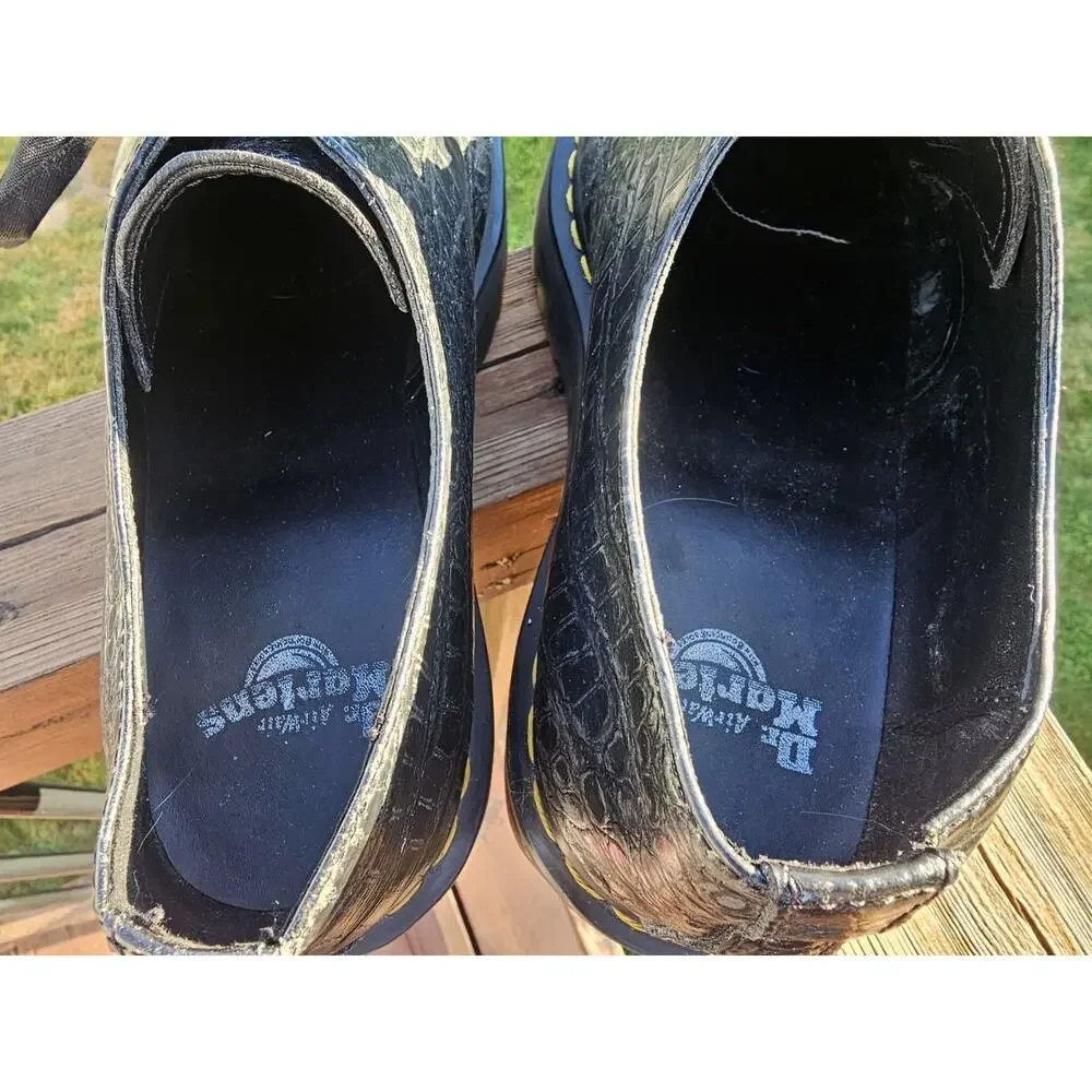 Dr. Martens Unisex Embossed Croc Platform Oxford Shoes Mens 8 Womens 10 Black